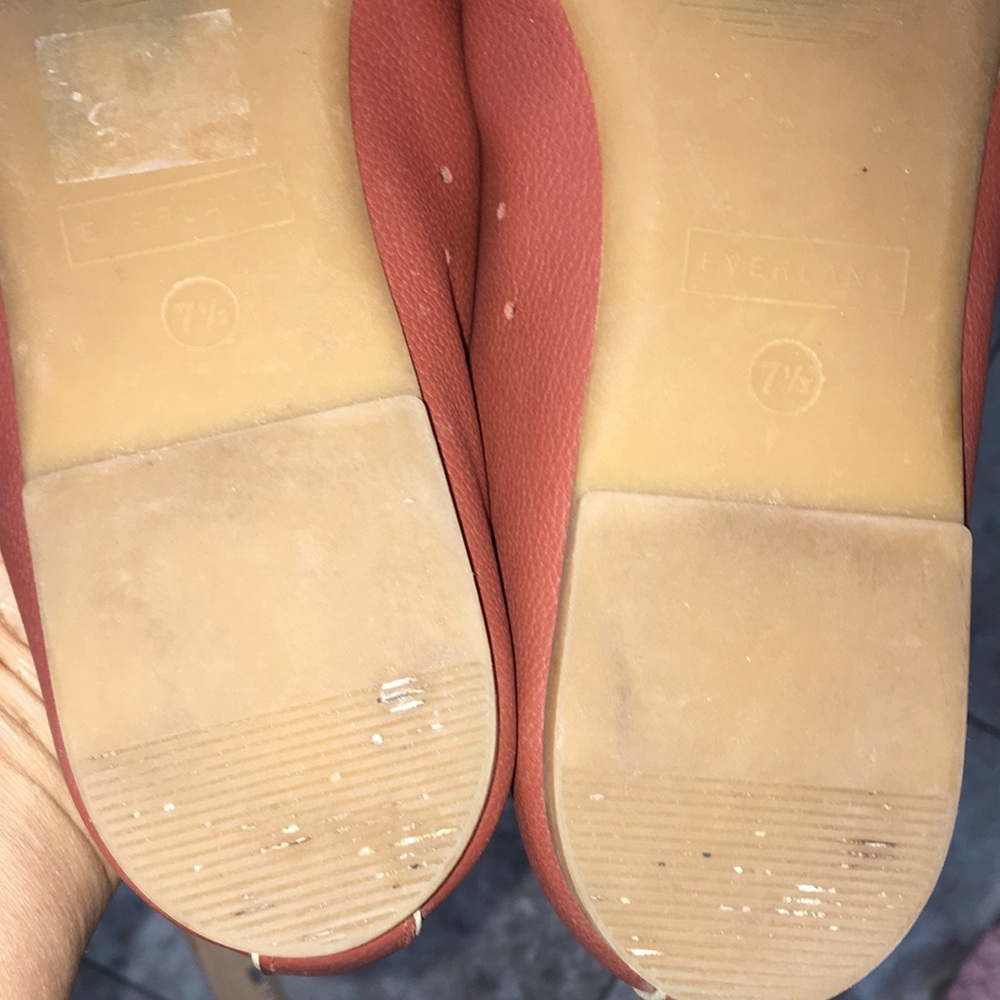 EVERLANE EUC REAL LEATHER COGNAC COLOR BALLET FLATS SIZE 7.5 - Picture 7 of 8